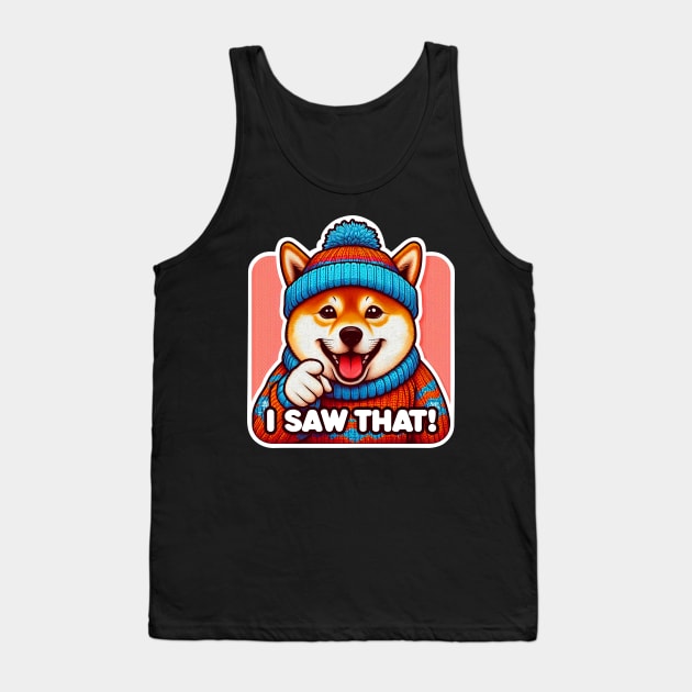 I Saw That meme Shiba inu Ugly Christmas Sweatshirt Tank Top by Plushism